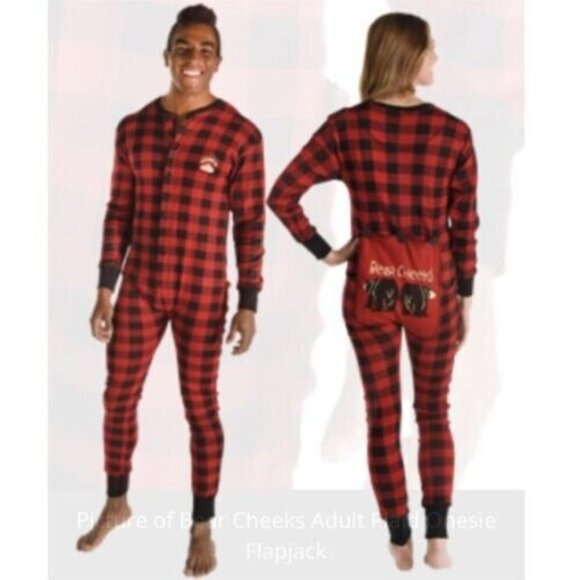 Lazy One Adult Small Buffalo Plaid Union Suit One Piece Pajama Flap Jacks UNISEX - Picture 1 of 10